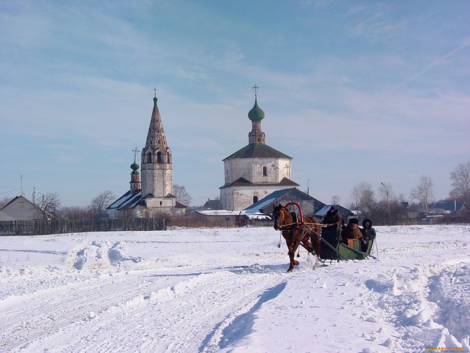 Зима деревня Церковь